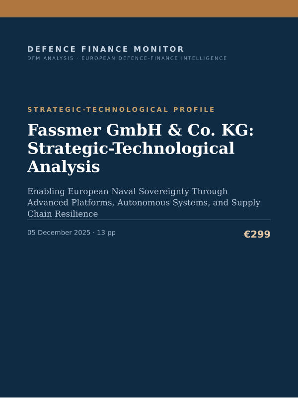 Cover of the DFM report “Fassmer GmbH & Co. KG: Strategic-Technological Analysis” — Strategic-Technological Profile, 13-page PDF