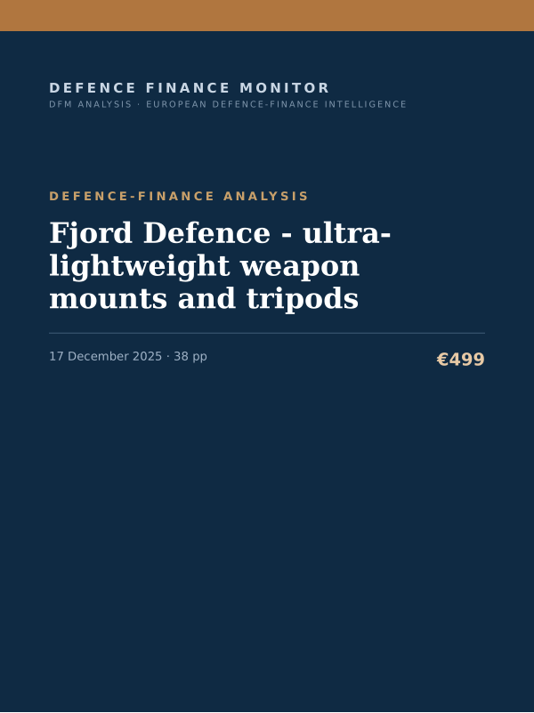 Cover of the DFM report “Fjord Defence - ultra-lightweight weapon mounts and tripods” — Defence-Finance Analysis, 38-page PDF