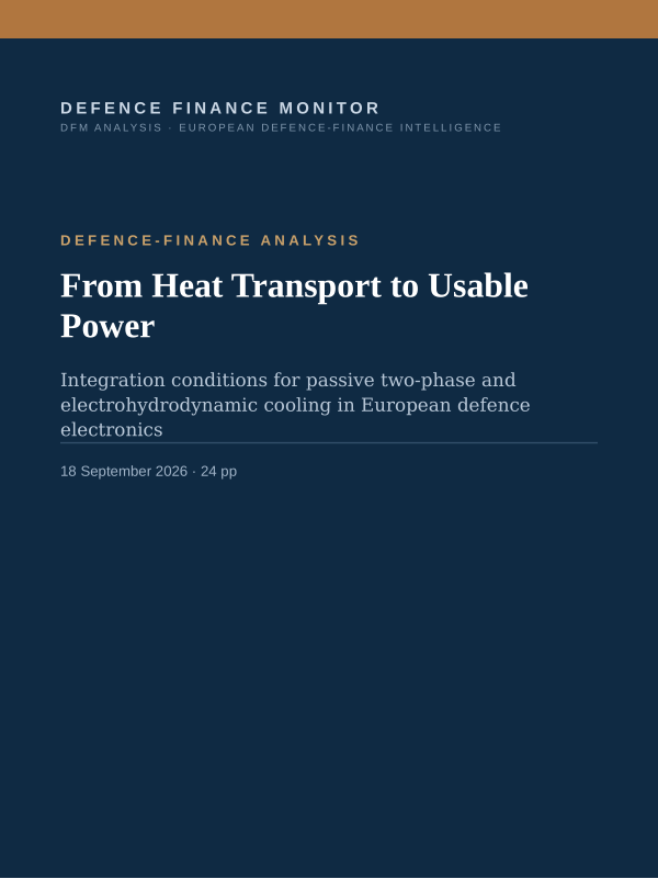 Cover of the DFM report “From Heat Transport to Usable Power” — Defence-Finance Analysis, 24-page PDF
