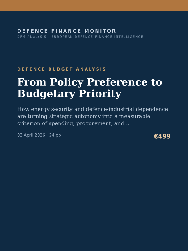 Cover of the DFM report “From Policy Preference to Budgetary Priority” — Defence Budget Analysis, 24-page PDF