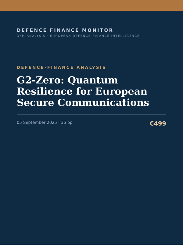 Cover of the DFM report “G2-Zero: Quantum Resilience for European Secure Communications” — Defence-Finance Analysis, 36-page PDF