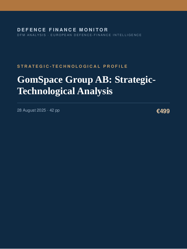 Cover of the DFM report “GomSpace Group AB: Strategic-Technological Analysis” — Strategic-Technological Profile, 42-page PDF