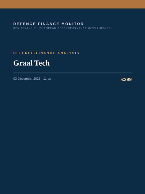 Cover of the DFM report “Graal Tech” — Defence-Finance Analysis, 11-page PDF