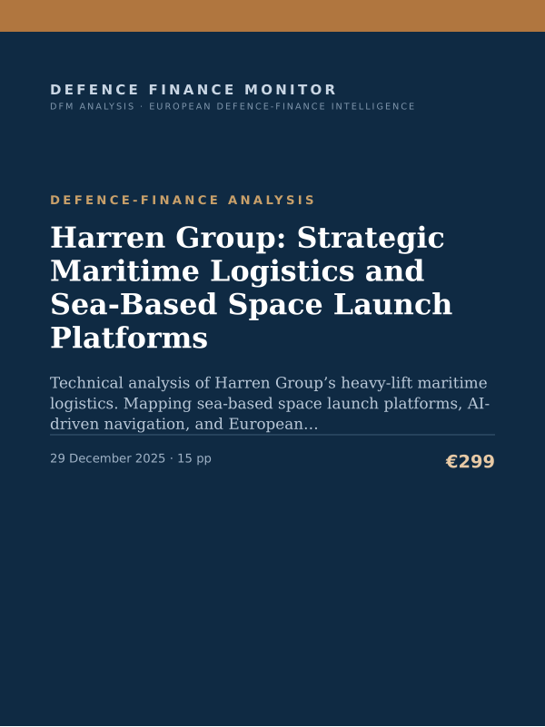 Cover of the DFM report “Harren Group: Strategic Maritime Logistics and Sea-Based Space Launch Platforms” — Defence-Finance Analysis, 15-page PDF