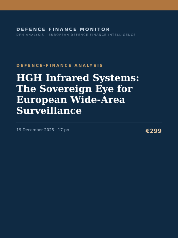 Cover of the DFM report “HGH Infrared Systems: The Sovereign Eye for European Wide-Area Surveillance” — Defence-Finance Analysis, 17-page PDF