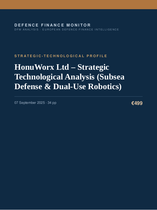 Cover of the DFM report “HonuWorx Ltd – Strategic Technological Analysis (Subsea Defense & Dual-Use Robotics)” — Strategic-Technological Profile, 34-page PDF