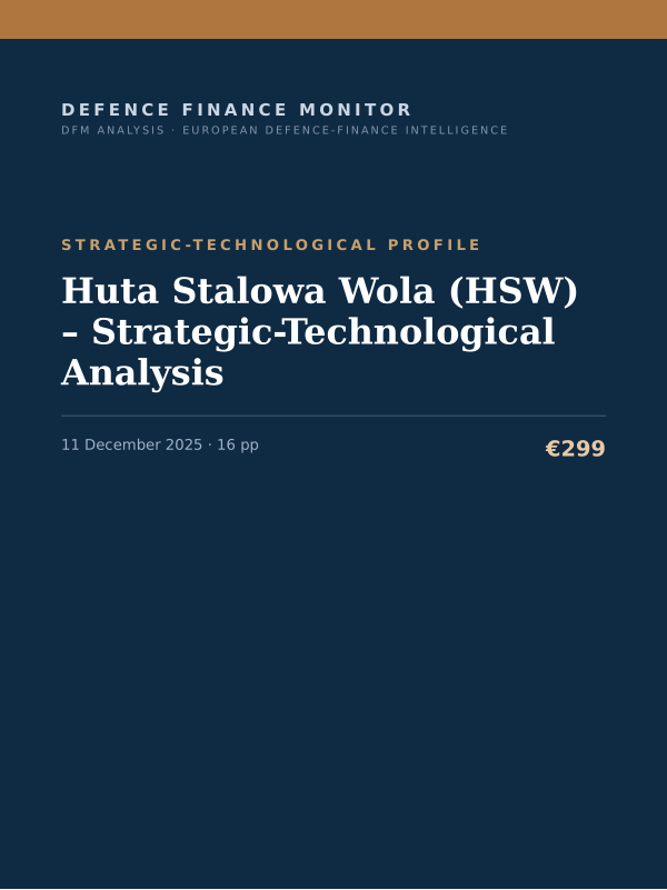 Cover of the DFM report “Huta Stalowa Wola (HSW) – Strategic-Technological Analysis” — Strategic-Technological Profile, 16-page PDF