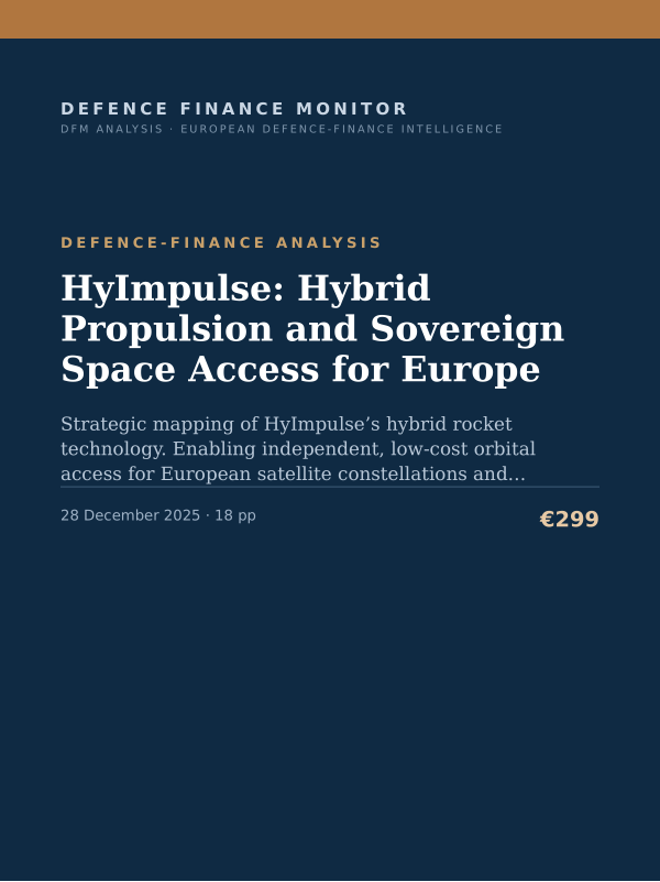 Cover of the DFM report “HyImpulse: Hybrid Propulsion and Sovereign Space Access for Europe” — Defence-Finance Analysis, 18-page PDF