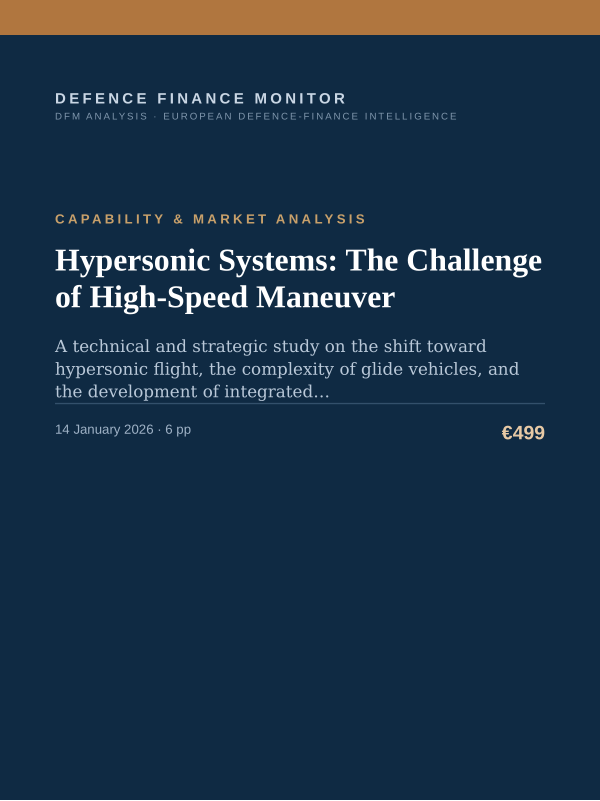 Cover of the DFM report “Hypersonic Systems: The Challenge of High-Speed Maneuver” — Capability & Market Analysis, 6-page PDF