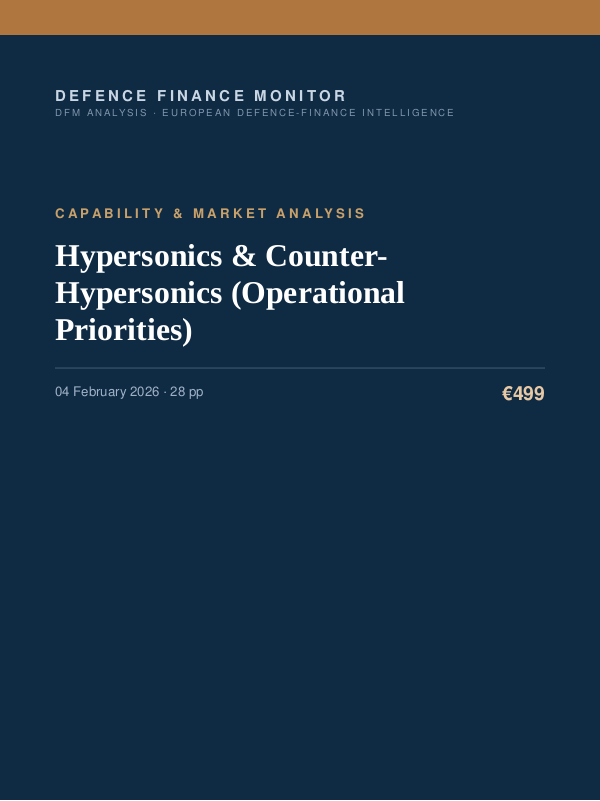 Cover of the DFM report “Hypersonics & Counter-Hypersonics (Operational Priorities)” — Capability & Market Analysis, 28-page PDF