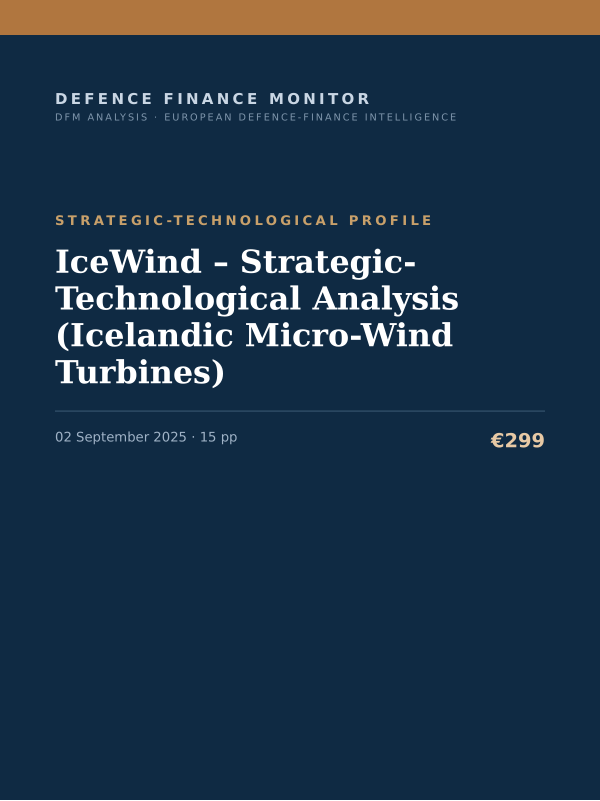 Cover of the DFM report “IceWind – Strategic-Technological Analysis (Icelandic Micro-Wind Turbines)” — Strategic-Technological Profile, 15-page PDF