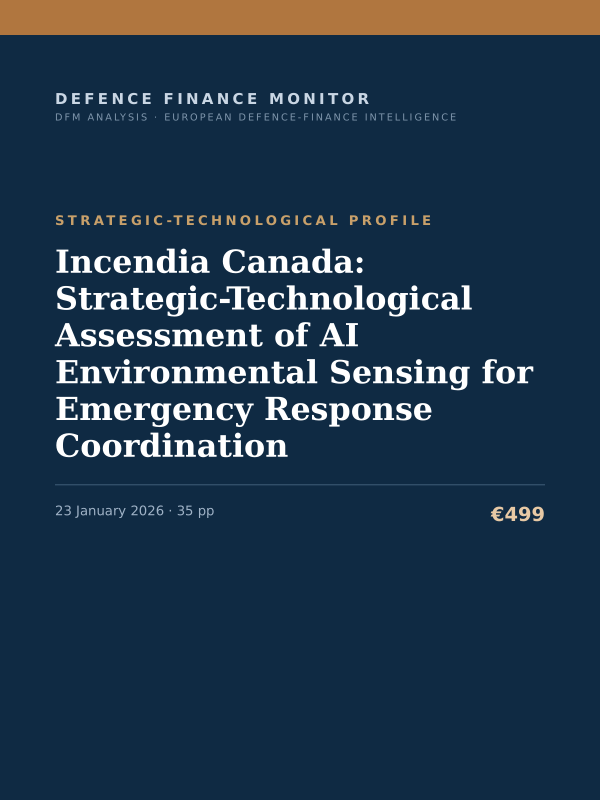 Cover of the DFM report “Incendia Canada: Strategic-Technological Assessment of AI Environmental Sensing for Emergency Response Coordination” — Strategic-Technological Profile, 35-page PDF