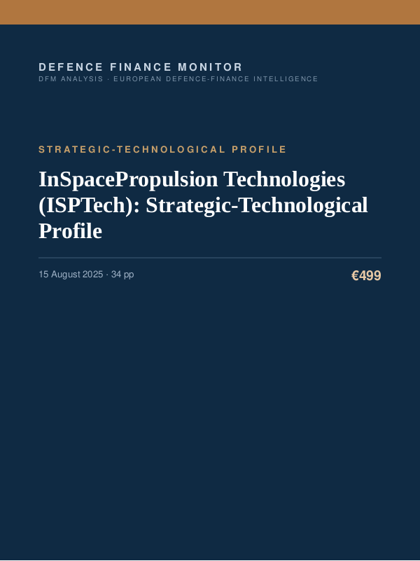 Cover of the DFM report “InSpacePropulsion Technologies (ISPTech): Strategic-Technological Profile” — Strategic-Technological Profile, 34-page PDF