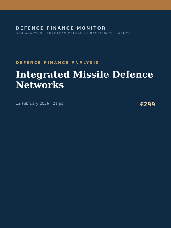 Cover of the DFM report “Integrated Missile Defence Networks” — Defence-Finance Analysis, 21-page PDF