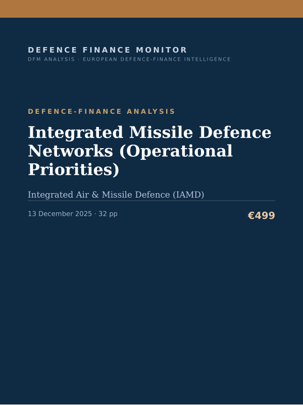 Cover of the DFM report “Integrated Missile Defence Networks (Operational Priorities)” — Defence-Finance Analysis, 32-page PDF