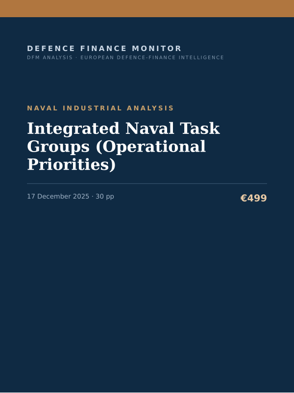 Cover of the DFM report “Integrated Naval Task Groups (Operational Priorities)” — Naval Industrial Analysis, 30-page PDF