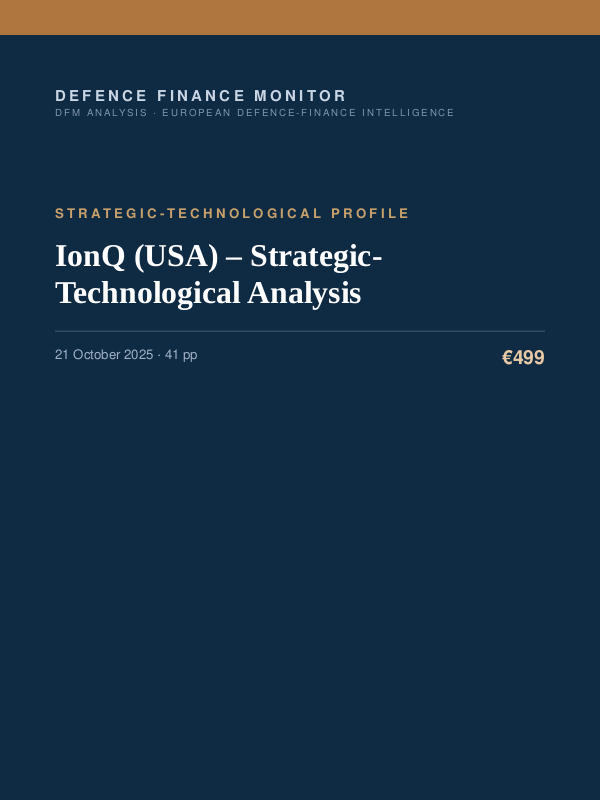 Cover of the DFM report “IonQ (USA) – Strategic-Technological Analysis” — Strategic-Technological Profile, 41-page PDF
