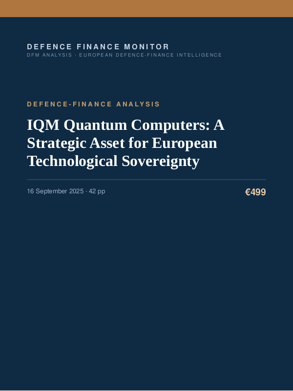 Cover of the DFM report “IQM Quantum Computers: A Strategic Asset for European Technological Sovereignty” — Defence-Finance Analysis, 42-page PDF