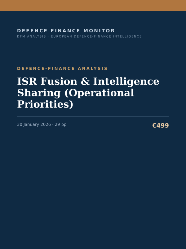 Cover of the DFM report “ISR Fusion & Intelligence Sharing (Operational Priorities)” — Defence-Finance Analysis, 29-page PDF