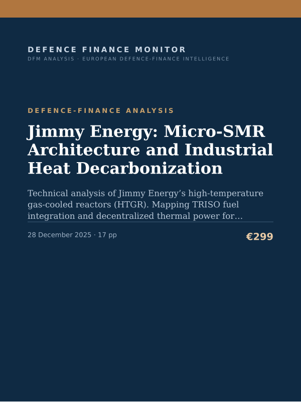 Cover of the DFM report “Jimmy Energy: Micro-SMR Architecture and Industrial Heat Decarbonization” — Defence-Finance Analysis, 17-page PDF