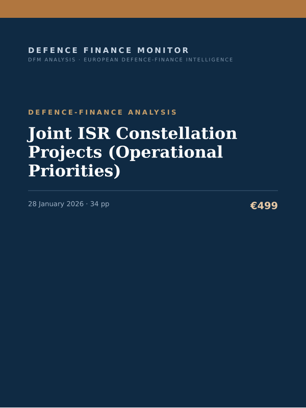 Cover of the DFM report “Joint ISR Constellation Projects (Operational Priorities)” — Defence-Finance Analysis, 34-page PDF