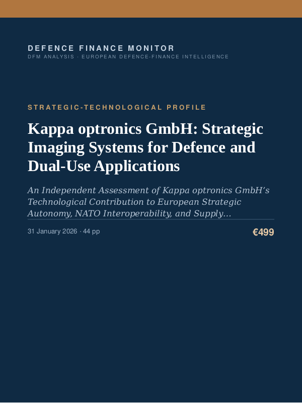 Cover of the DFM report “Kappa optronics GmbH: Strategic Imaging Systems for Defence and Dual-Use Applications” — Strategic-Technological Profile, 44-page PDF