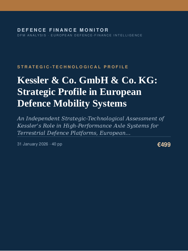 Cover of the DFM report “Kessler & Co. GmbH & Co. KG: Strategic Profile in European Defence Mobility Systems” — Strategic-Technological Profile, 40-page PDF