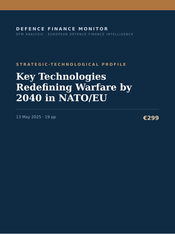 Cover of the DFM report “Key Technologies Redefining Warfare by 2040 in NATO/EU” — Strategic-Technological Profile, 19-page PDF