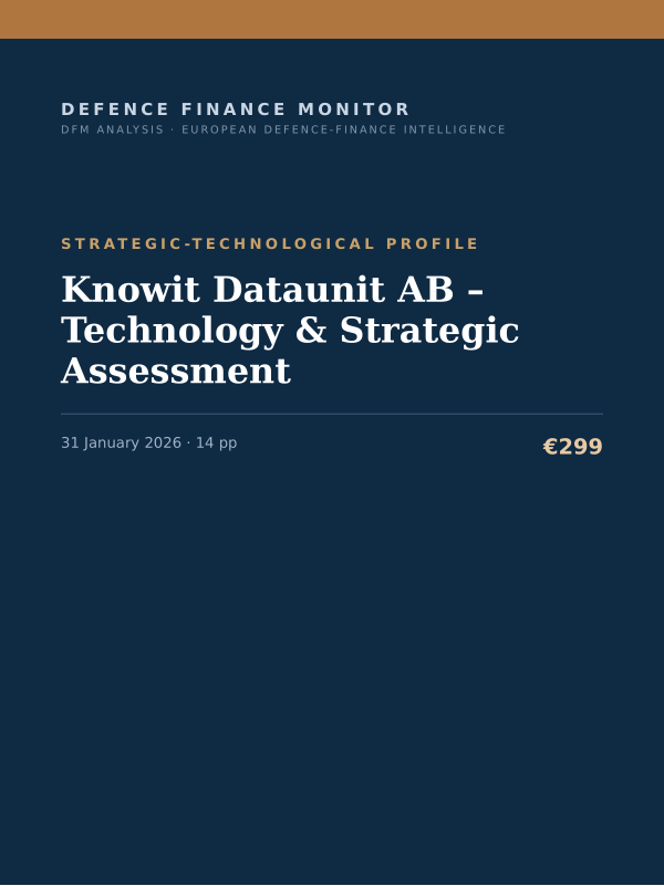 Cover of the DFM report “Knowit Dataunit AB – Technology & Strategic Assessment” — Strategic-Technological Profile, 14-page PDF