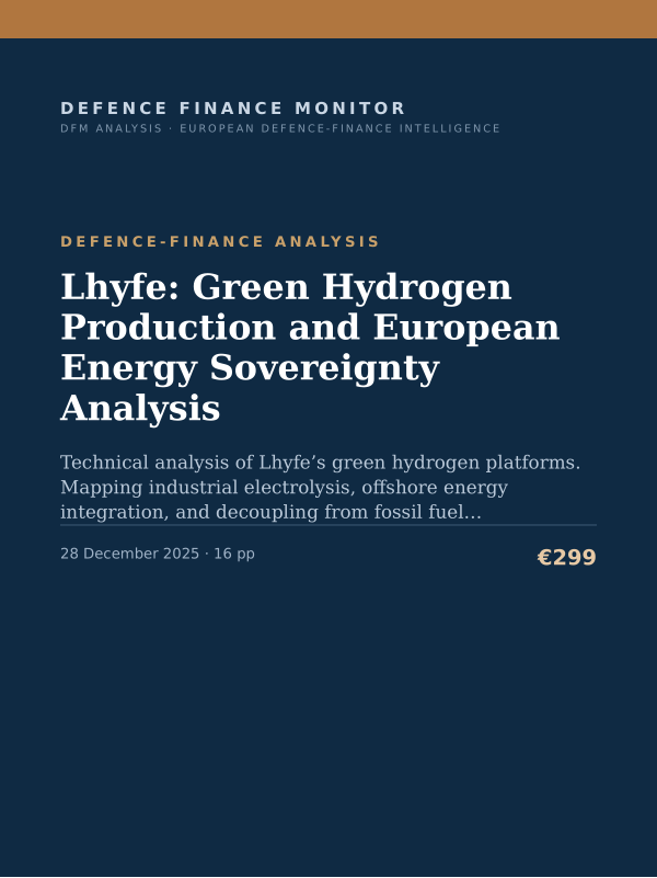 Cover of the DFM report “Lhyfe: Green Hydrogen Production and European Energy Sovereignty Analysis” — Defence-Finance Analysis, 16-page PDF