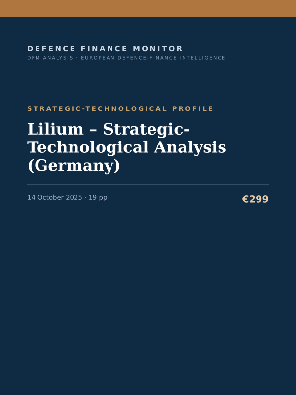 Cover of the DFM report “Lilium – Strategic-Technological Analysis (Germany)” — Strategic-Technological Profile, 19-page PDF