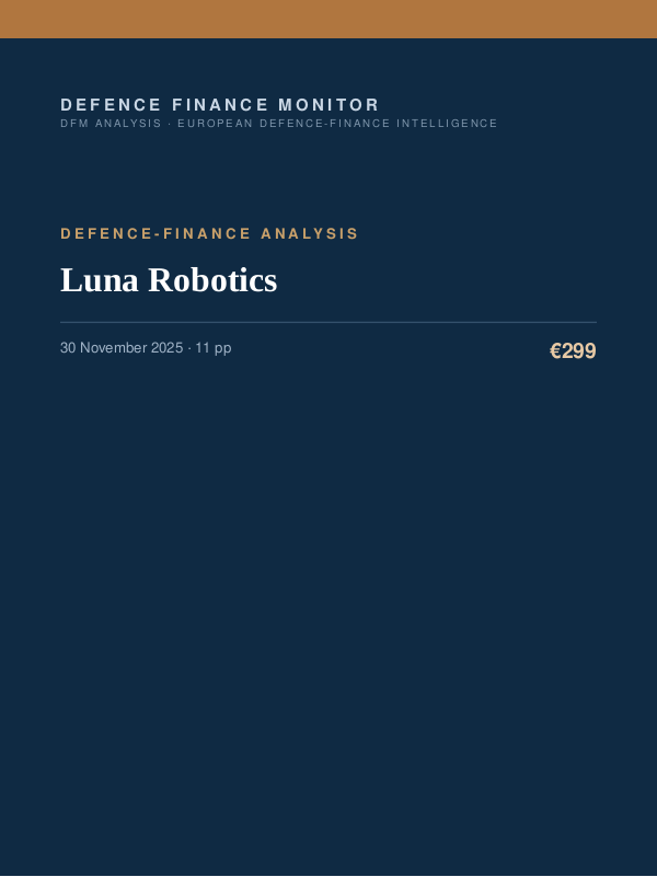 Cover of the DFM report “Luna Robotics” — Defence-Finance Analysis, 11-page PDF