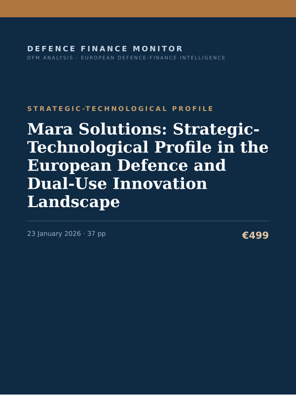 Cover of the DFM report “Mara Solutions: Strategic-Technological Profile in the European Defence and Dual-Use Innovation Landscape” — Strategic-Technological Profile, 37-page PDF