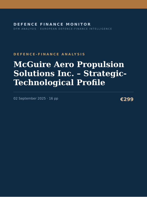 Cover of the DFM report “McGuire Aero Propulsion Solutions Inc. – Strategic-Technological Profile” — Defence-Finance Analysis, 16-page PDF