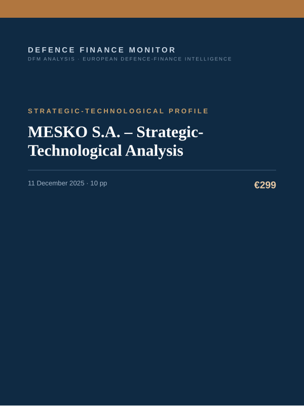 Cover of the DFM report “MESKO S.A. – Strategic-Technological Analysis” — Strategic-Technological Profile, 10-page PDF