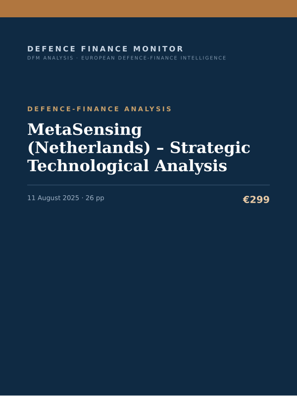 Cover of the DFM report “MetaSensing (Netherlands) – Strategic Technological Analysis” — Defence-Finance Analysis, 26-page PDF
