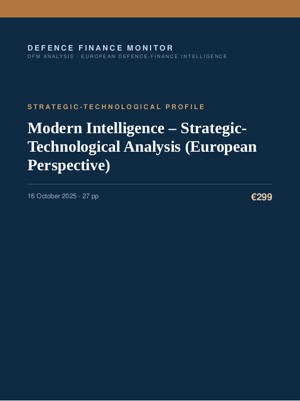 Cover of the DFM report “Modern Intelligence – Strategic-Technological Analysis (European Perspective)” — Strategic-Technological Profile, 27-page PDF