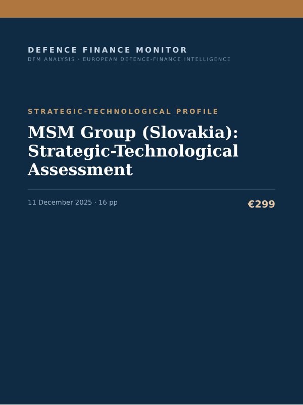 Cover of the DFM report “MSM Group (Slovakia): Strategic-Technological Assessment” — Strategic-Technological Profile, 16-page PDF