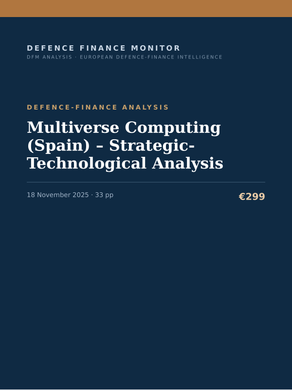 Cover of the DFM report “Multiverse Computing (Spain) – Strategic-Technological Analysis” — Defence-Finance Analysis, 33-page PDF