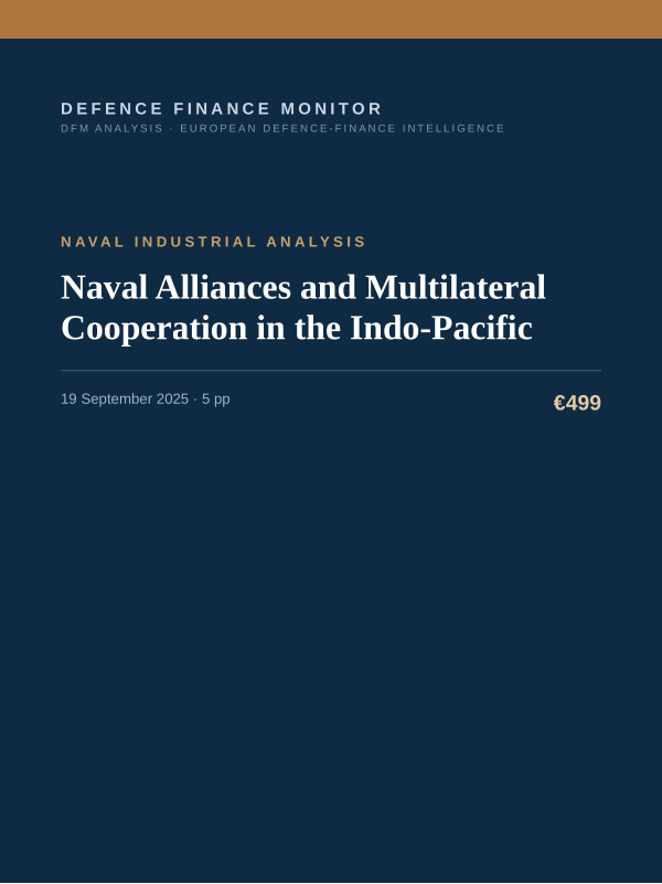Cover of the DFM report “Naval Alliances and Multilateral Cooperation in the Indo-Pacific” — Naval Industrial Analysis, 5-page PDF