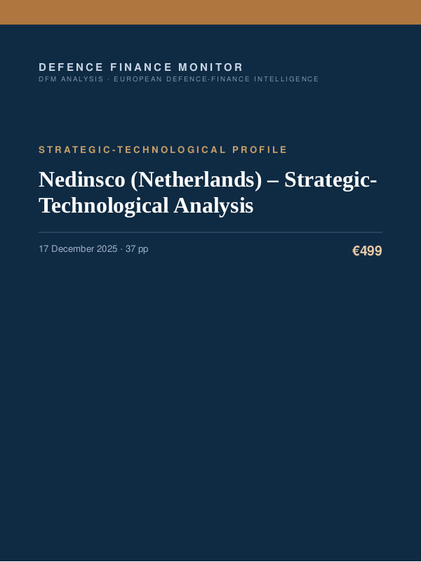 Cover of the DFM report “Nedinsco (Netherlands) – Strategic-Technological Analysis” — Strategic-Technological Profile, 37-page PDF