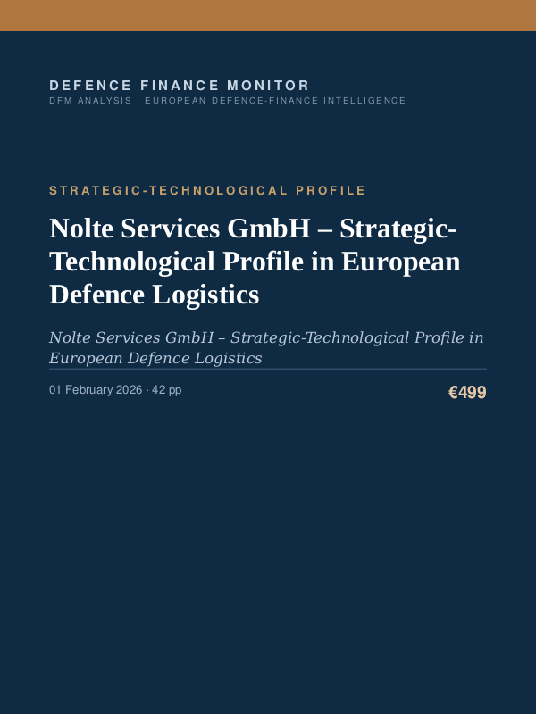 Cover of the DFM report “Nolte Services GmbH – Strategic-Technological Profile in European Defence Logistics” — Strategic-Technological Profile, 42-page PDF