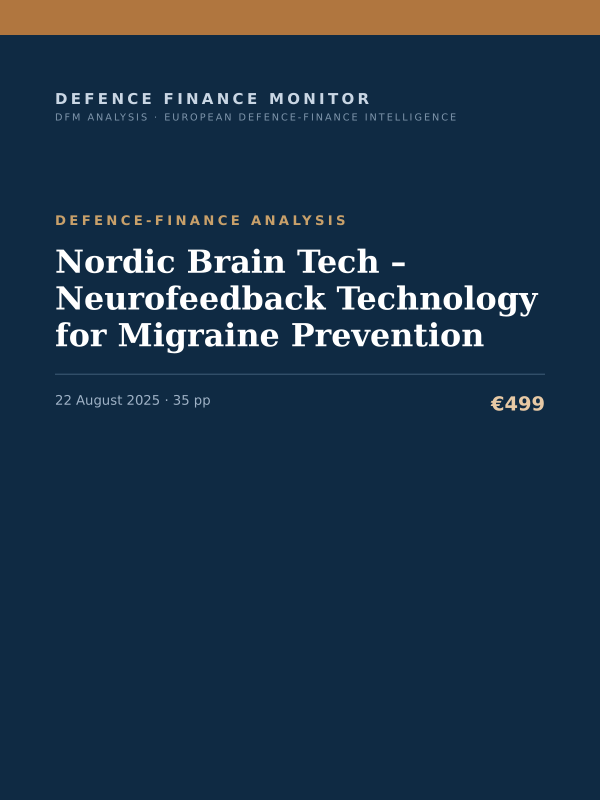 Cover of the DFM report “Nordic Brain Tech – Neurofeedback Technology for Migraine Prevention” — Defence-Finance Analysis, 35-page PDF