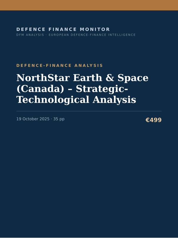Cover of the DFM report “NorthStar Earth & Space (Canada) – Strategic-Technological Analysis” — Defence-Finance Analysis, 35-page PDF