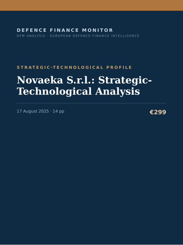 Cover of the DFM report “Novaeka S.r.l.: Strategic-Technological Analysis” — Strategic-Technological Profile, 14-page PDF