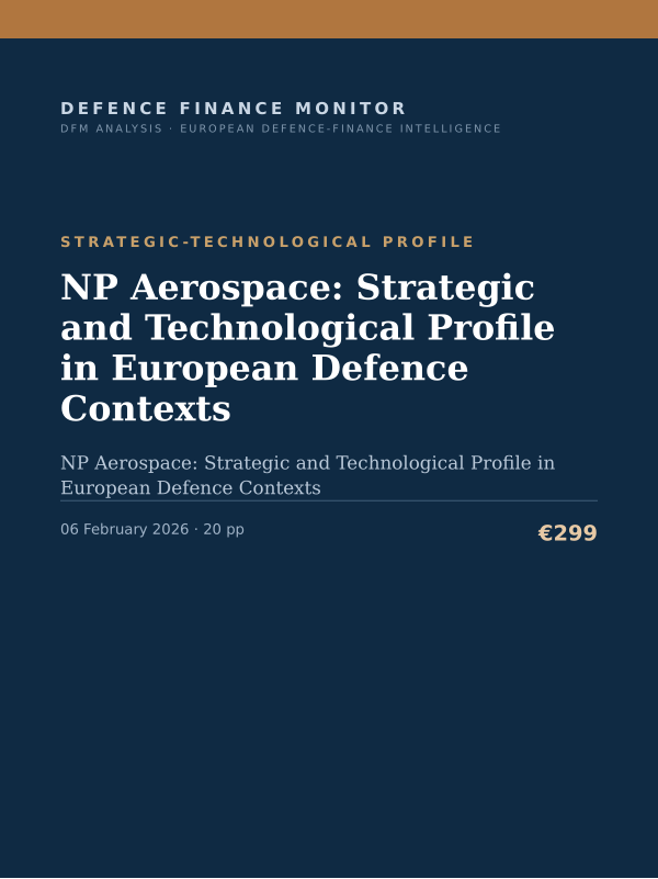 Cover of the DFM report “NP Aerospace: Strategic and Technological Profile in European Defence Contexts” — Strategic-Technological Profile, 20-page PDF