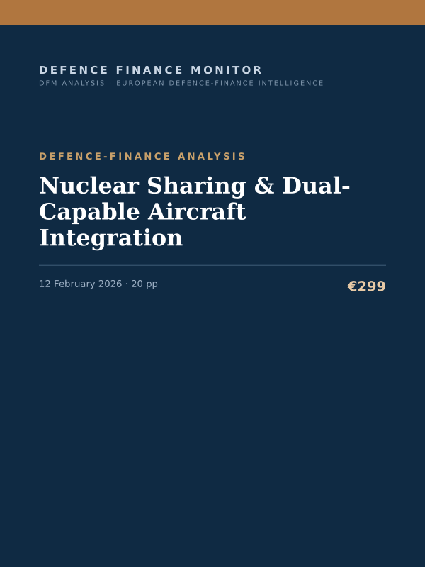 Cover of the DFM report “Nuclear Sharing & Dual-Capable Aircraft Integration” — Defence-Finance Analysis, 20-page PDF