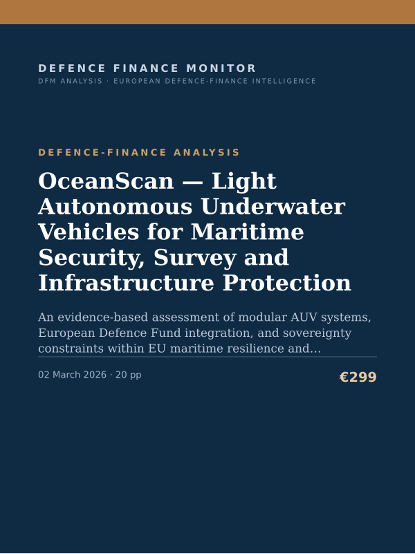 Cover of the DFM report “OceanScan — Light Autonomous Underwater Vehicles for Maritime Security, Survey and Infrastructure Protection” — Defence-Finance Analysis, 20-page PDF