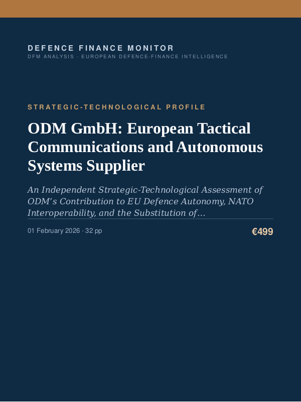 Cover of the DFM report “ODM GmbH: European Tactical Communications and Autonomous Systems Supplier” — Strategic-Technological Profile, 32-page PDF
