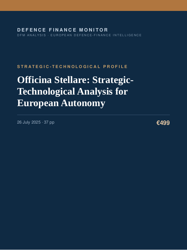 Cover of the DFM report “Officina Stellare: Strategic-Technological Analysis for European Autonomy” — Strategic-Technological Profile, 37-page PDF
